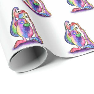 Funny Colorful Bunny Liebe Blume - Cartoon Zeichne Geschenkpapier