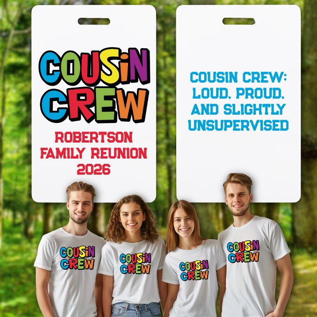 Funny Colorful Cousin Crew Family Reunion  Ausweis (Funny Family Reunion Badges - Cousin Crew. Show off your cousin status. Get togethers, parties)