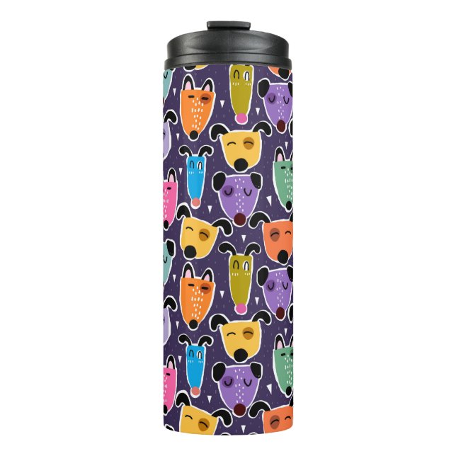 Funny Colorful Dogs Thermosbecher (Vorderseite)