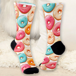 Funny Colorful Donut Muster Name Monogram Socken