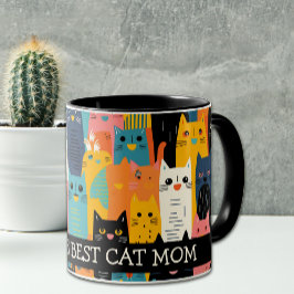 Funny Colorful Faces World's Best Cat Mama Tasse
