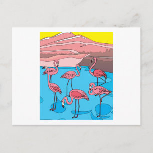 Funny Colorful Flamingos Freie Natur Postkarte
