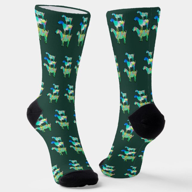 Funny Colorful Goat Pattern Socken (Gewinkelt)