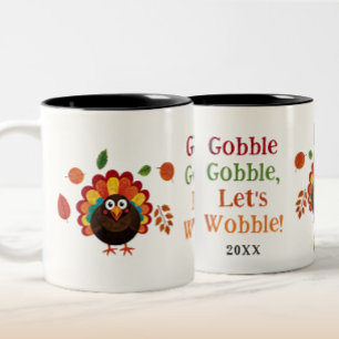 Funny Colorful Gobble Turkey Bird Erntedank Zweifarbige Tasse