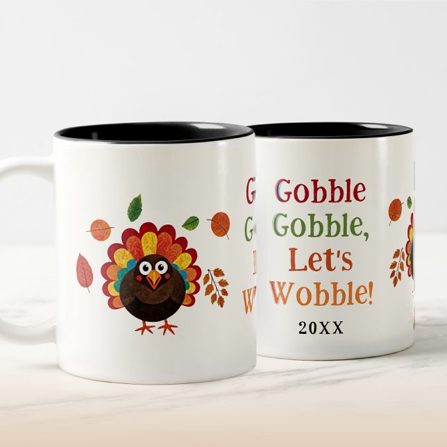 Funny Colorful Gobble Turkey Bird Erntedank Zweifarbige Tasse (Von Creator hochgeladen)