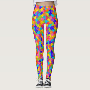 Funny Colorful Jigsaw Puzzle Stücke Leggings