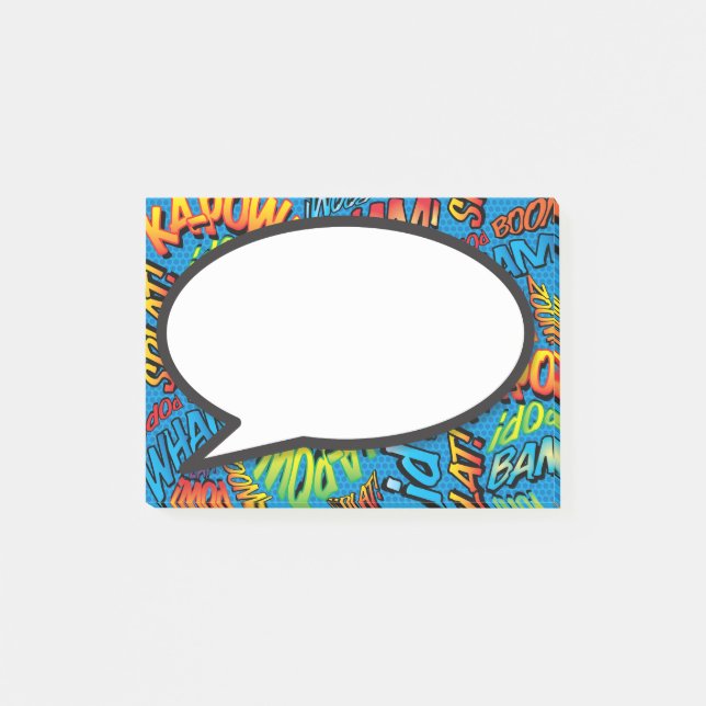 Funny Colorful Modern Comic Book Speech Bubble Post-it Klebezettel (Vorderseite)