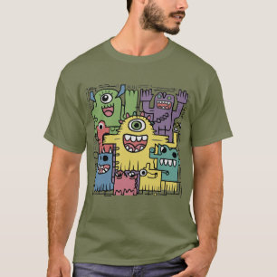 Funny Colorful Monster Abstrakter T - Shirt