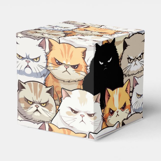 Funny Colorful Moody Cats Kitten Doodle Muster Geschenkschachtel (Rückseite)