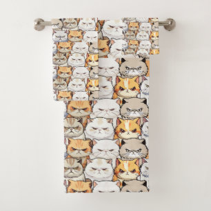 Funny Colorful Moody Cats Kitten pet Muster Badhandtuch Set
