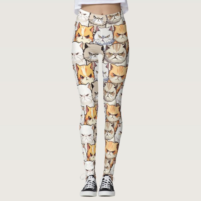 Funny Colorful Moody Cats Kitten pet Muster Leggings (Vorderseite)