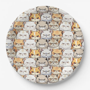 Funny Colorful Moody Cats Kitten pet Muster Pappteller