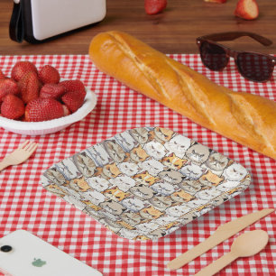 Funny Colorful Moody Cats Kitten pet Muster Pappteller