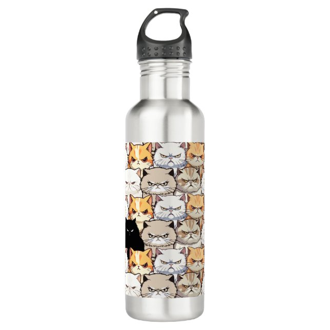 Funny Colorful Moody Meow Cats Kitten Haustier Mus Edelstahlflasche (Vorderseite)