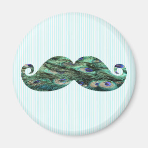 Funny Colorful Peacock Feathers Mustache Magnet