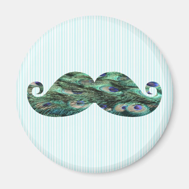 Funny Colorful Peacock Feathers Mustache Magnet (Vorne)