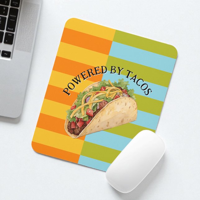 Funny Colorful Retro Stripes and Taco Mousepad (Von Creator hochgeladen)