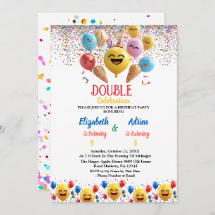 Funny Colorloon Kinder Double Joint Birthday Einladung