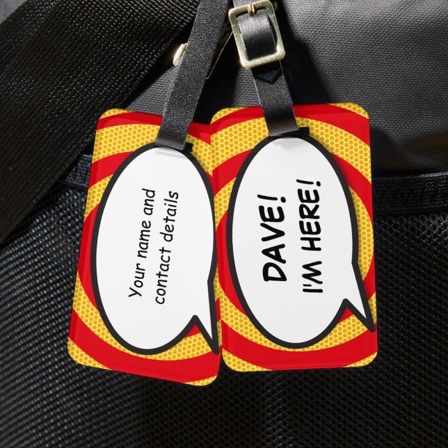 Funny Comic Book I'M HERE Personalisiert Gepäckanhänger (Funny Comic Book I'M HERE Personalized Luggage Tag)