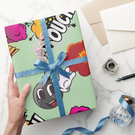 Funny Comic Buchstil BOOM OUCH cool trendy Geschenkpapier