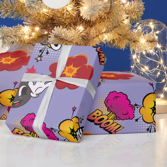 Funny Comic Buchstil BOOM OUCH cool trendy Geschenkpapier (Von Creator hochgeladen)