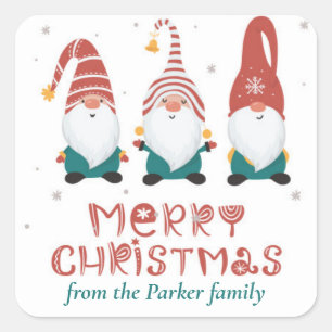 Funny Comic feiert Weihnachten Quadratischer Aufkleber
