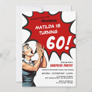Funny Comic Halloween Überraschung 60. Geburtstag Einladung