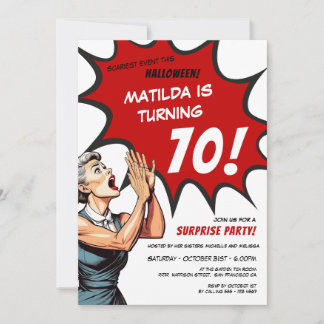 Funny Comic Halloween Überraschung 70. Geburtstag Einladung