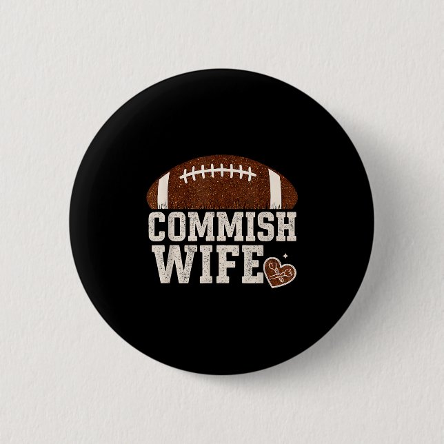 Funny Commisse Ehefrau Fantasy Football Niedlich L Button (Vorderseite)