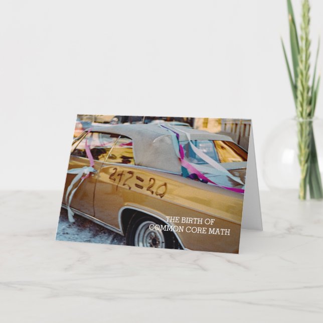 FUNNY COMMON CORE MATH 1968 WEDDING CAR RETRO KARTE (Vorderseite)