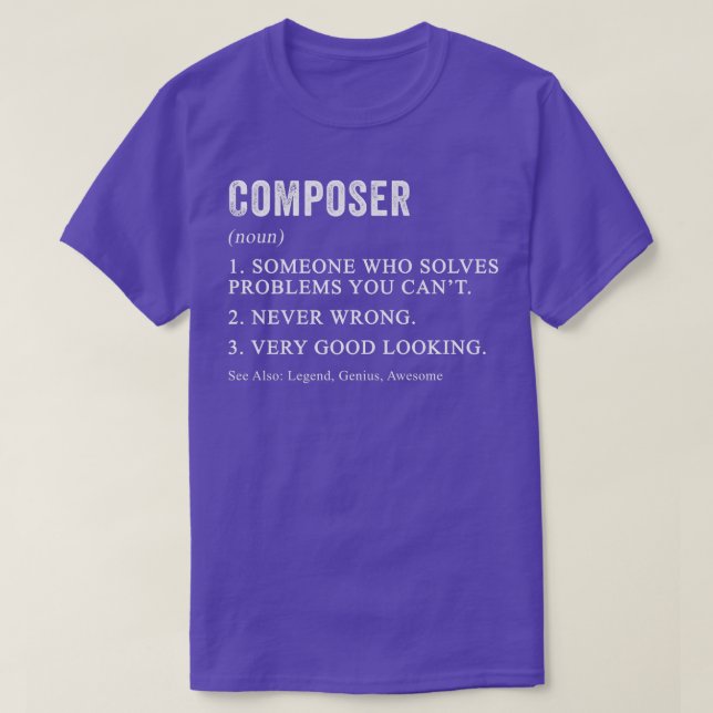 Funny Composer Definition Klassischer Musikkomponi T-Shirt (Design vorne)