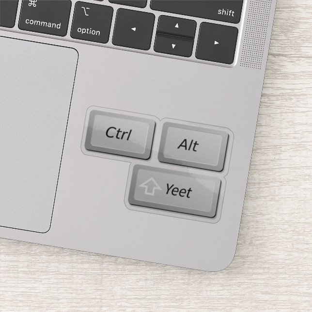 Funny Computer Geek Laptop Prank Yeet Delete Taste Aufkleber (Detail)