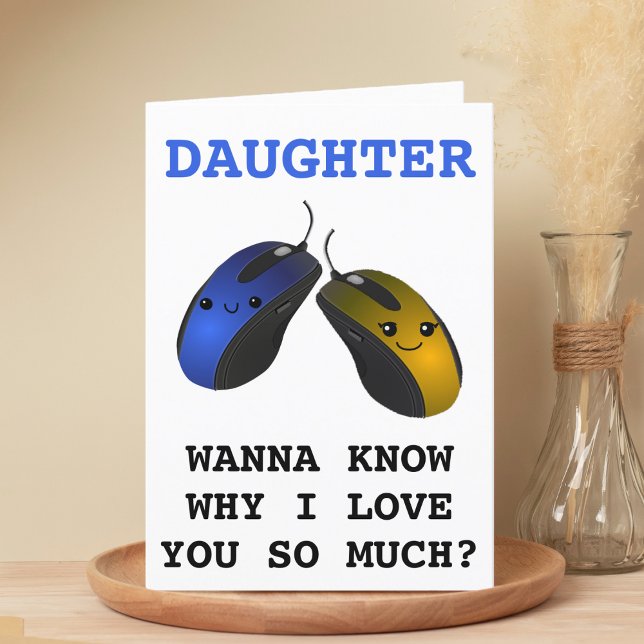 Funny Computer Maus Klicken Sie Tochter glücklich  Dankeskarte (Funny Computer Mouse Click Daughter Happy Birthday Thank You Card)