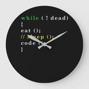 Funny Computer Science Programmer isst Schlafcode Große Wanduhr
