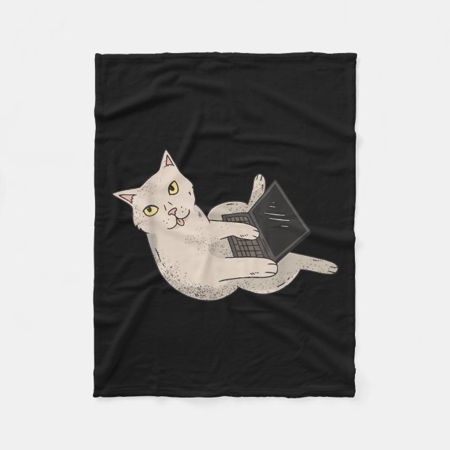 Funny Computer Whisperer Cat It Beruflich Engin Fleecedecke (Vorderseite)