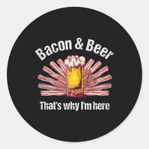 Funny Con and Beer deshalb bin ich hier Grillen Co Runder Aufkleber