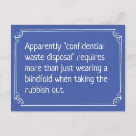 Funny Confidential Waste Disposable Joke Postkarte