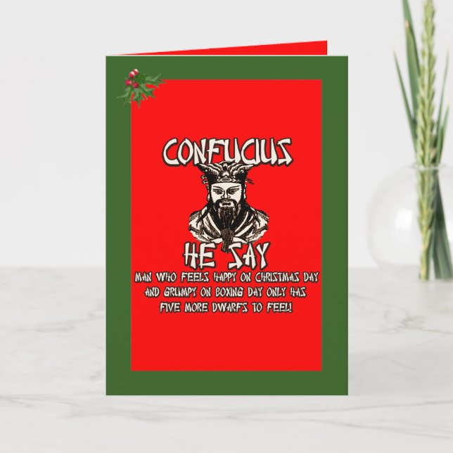 Funny Confucius Christmas Feiertagskarte (Vorderseite)