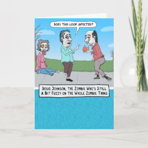 Funny Confused Zombie Birthday Card Karte