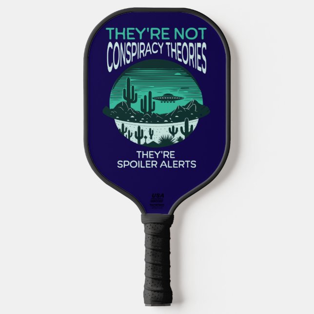 Funny Conspiracy Theory UFO Pickleball Schläger (Vorderseite)