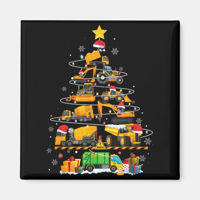 Funny Construction Excavator Truck Christmas Tree  Magnet (Vorne)