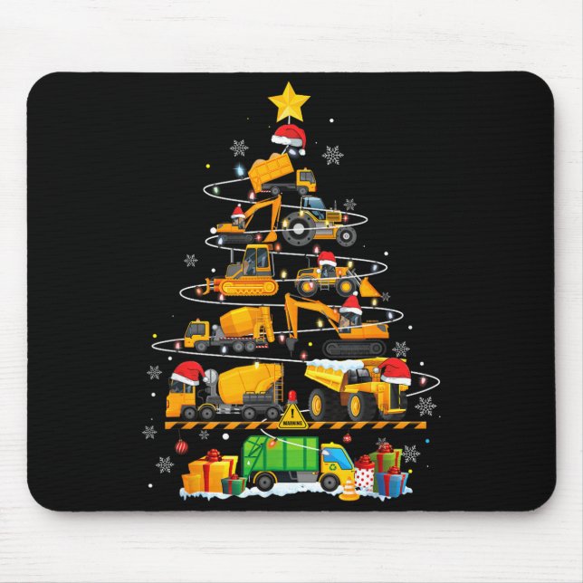 Funny Construction Excavator Truck Christmas Tree  Mousepad (Vorne)