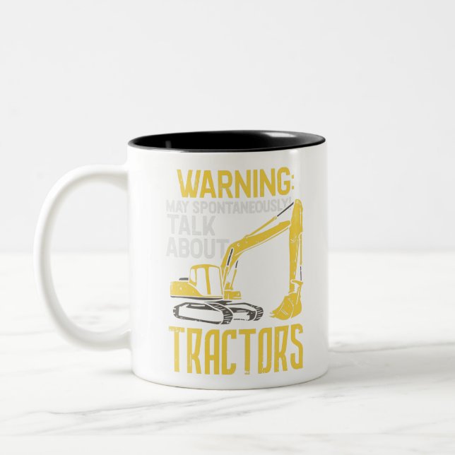 Funny Construction Excavator Zweifarbige Tasse (Links)