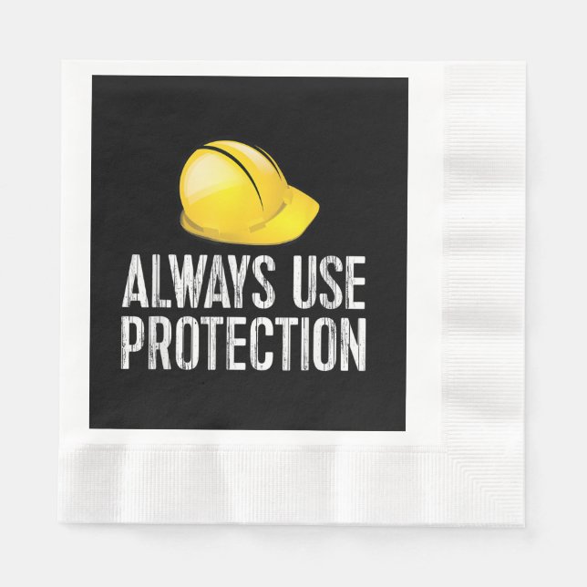 Funny Construction Tshirt - Always Use Protection  Serviette (Vorderseite)