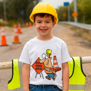 Funny Construction Worker Road Work Ahead Sign T-Shirt
