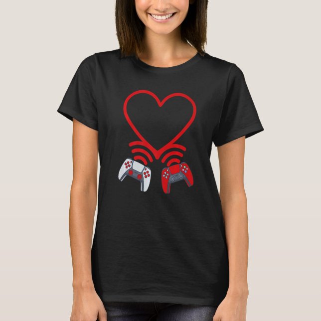 Funny Controllers Heart Boys Kids Video Gamer Vale T-Shirt (Vorderseite)