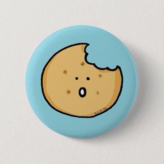 Funny Cookie Cartoon mit Bite Button (Vorderseite)