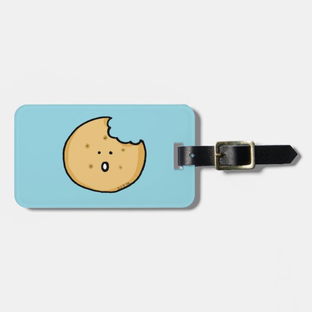 Funny Cookie Cartoon mit Bite Gepäckanhänger (Vorderseite horizontal)