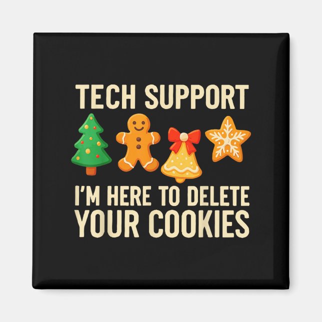 Funny Cookies Christmas Gingerbread Tech Suprt Men Magnet (Vorne)