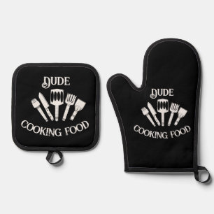 Funny Cooking for Men - "Typ Cooking Food" Ofenhandschuh & Topflappen-Set